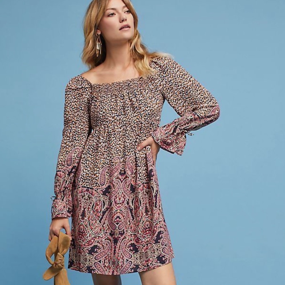 Maeve Milou Long Sleeve Smocked Babydoll Dress